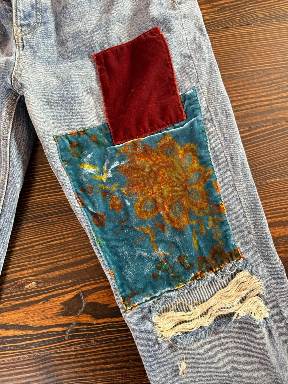 Free People We The Free Velvet Patchwork Jeans